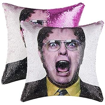 cygnus Funny Mermaid Couch Pillows Dwight Magic Reversible Sequins Throw Pillow Cover Decorative Change Color Pillowcase 16x16 (Type3-Purple Sequin)