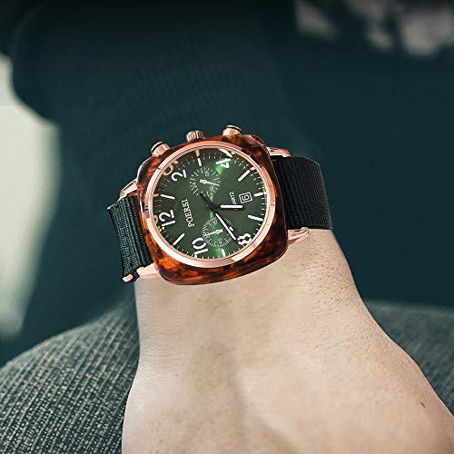 Watches Clearance,Luxury Temperament Square Dial Canvas Watchband Watch Analog Quartz Watch(Green) - Thumbnail 3