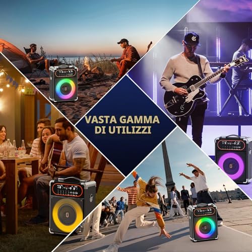 HWWR Karaoke Portable Bluetooth 5.3 Speaker with 2 Wireless Microphones for Adults, PA System with Echo Adjustment, Support TWS/TF Card/USB/AUX/TV Connected for Home Party Stage