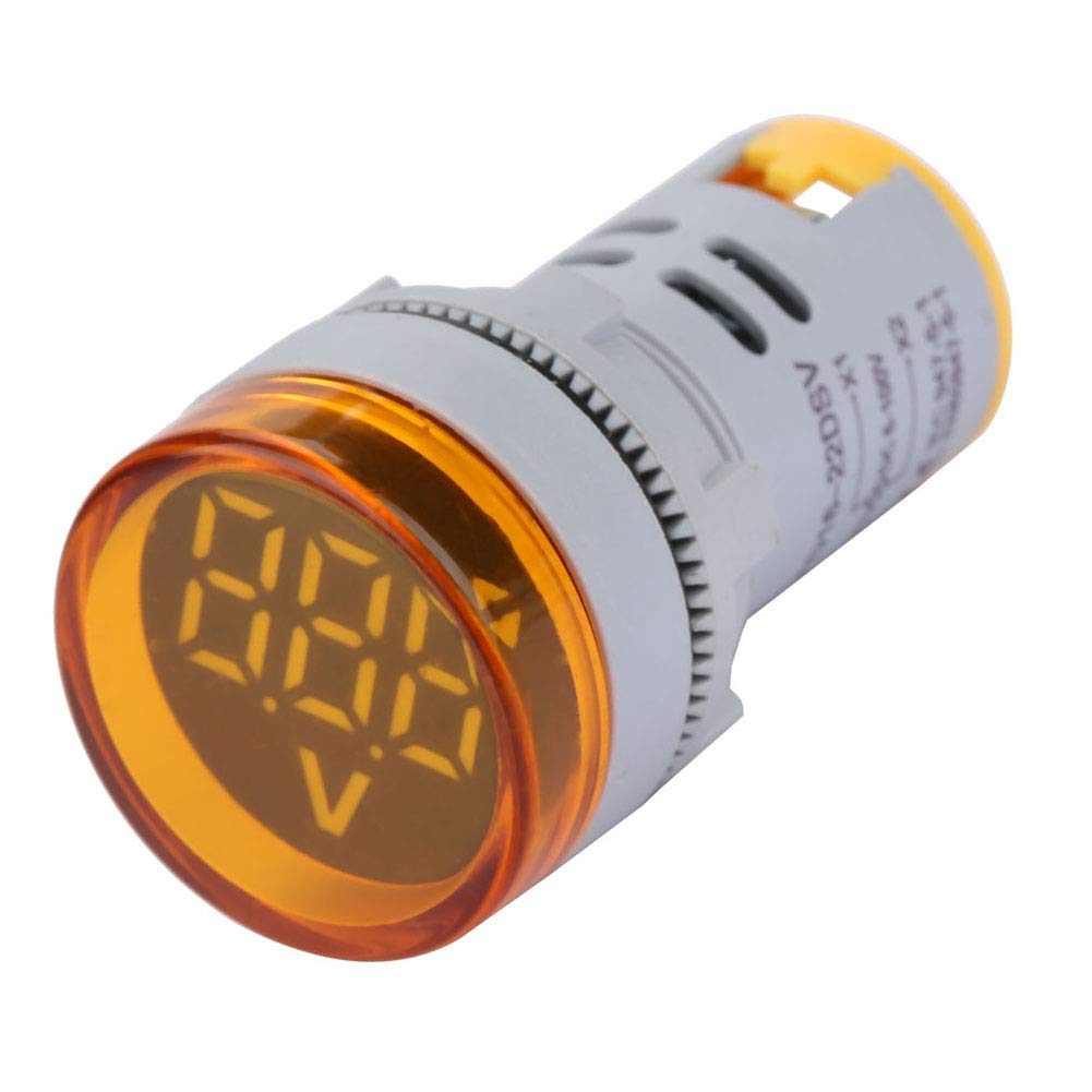 6-100V LED Digital Light Voltmeter LED Digital Voltage Indicator Meter Round Lamp Tester (Yellow)