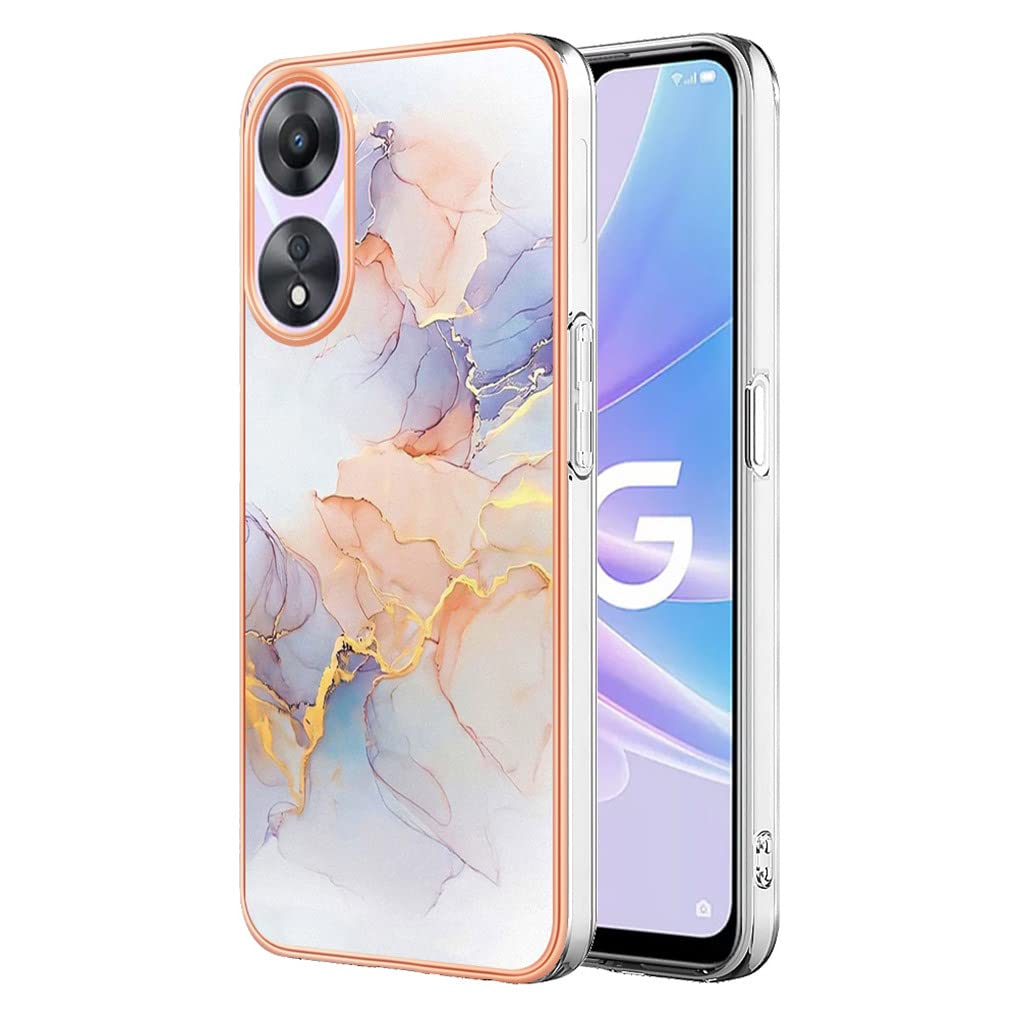 SEAHAI Case for OPPO A78 5G / OPPO A58 5G / OPPO A58X, Ultra Thin Premium TPU Bumper Shockproof Hard Cover Fashion Cute Graphic Colorful Silicone Skin Slim Case - Marble white
