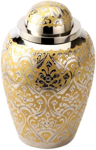 Urns UK 10-inch Brass Metal Farnham Devon Urn, Gold