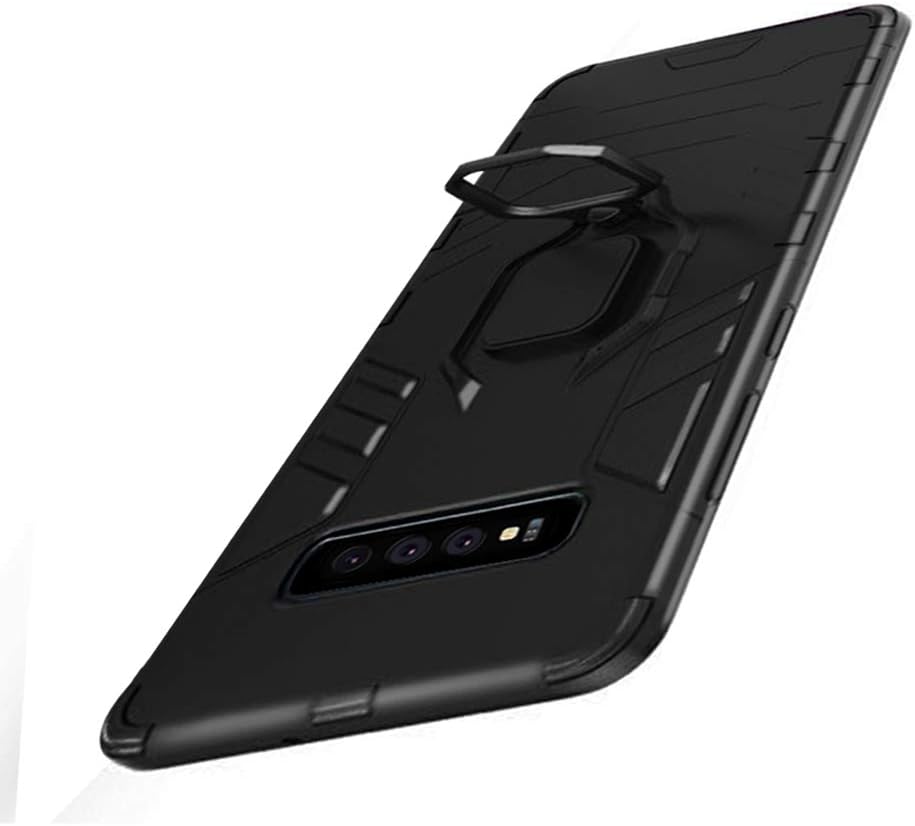 Samsung Galaxy S10 Plus Case,Heavy Duty Shockproof Full Body Slim PC+TPU Soft Edge Bumper,Hidden Kickstand Back Case Cover with Car Magnet Function Case Cover for Samsung Galaxy S10 Plus 2019(Black)