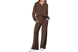 VECVOC Womens 2 Piece Sweatsuits Lounge Joggers Sets Half Zip Sweatshirts with Wide Leg Sweatpants Fall Outfits