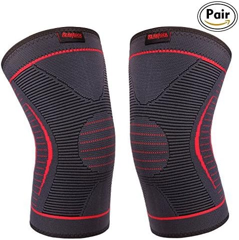 Reharock Compression Knee Sleeve Support for Running, Crossfit, Basketball, Joint Pain Relief, Knee Brace for Meniscus, ACL & Tendonitis, Arthritis and Injury Recovery-Single Wrap