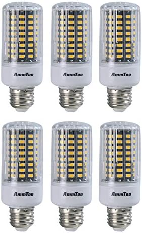 AmmToo 6 Packs E26 Base LED Corn Light Bulbs 9W Warm White 2800-3200K 720lm 360 Degree Beam Angle 5736 SMD 100 LEDS corn Lights Halogen Bulbs Equivalent Standard Size LED Corn Bulbs