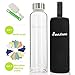 Newest 18 Oz Glass Bottle Top Level Quality Environmental Borosilicate Glass Water Bottle with Colorful Nylon Sleeve,BPA Free,Crystal Clear,Trendy Design (Black)