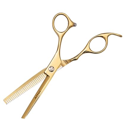 Affei Hair Scissors Professional Hairdressing Barber Cutting And Thinning/Texturising Scissors/Tonsure Shears Set 3 In1 With Leather Case(Gold) (611714352493)
