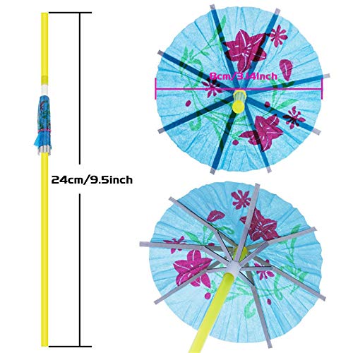 Bilipala Umbrella Parasol Drinking Straws, Hawaiian Beach Cocktail Luau Party Decorations Supplies,Pack of 96 - Thumbnail 3