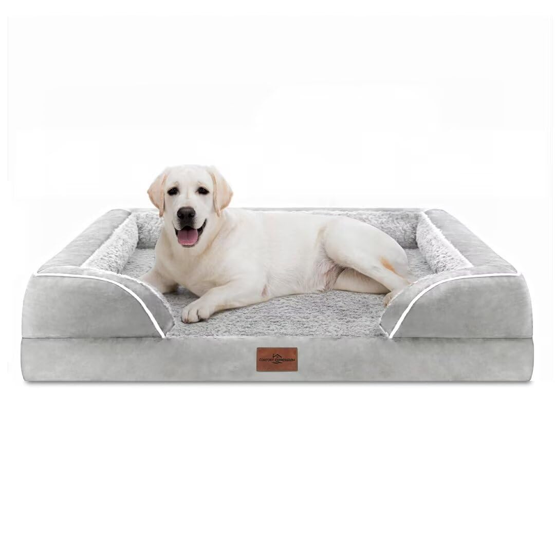 Photo 1 of Comfort Expression Jumbo Dog Bed for Extra Large Dogs, Waterproof Orthopedic Jumbo Breed Dog Bed, PV Washable Dog Sofa Bed with Removable Cover & Non-Slip Bottom(Jumbo,Grey White)