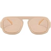 ADE WU Trendy Square Sunglasses for Women Men,Vintage Square Aviator Sunglasses Fashion 70s Inspired Stylish Flat Top Shades