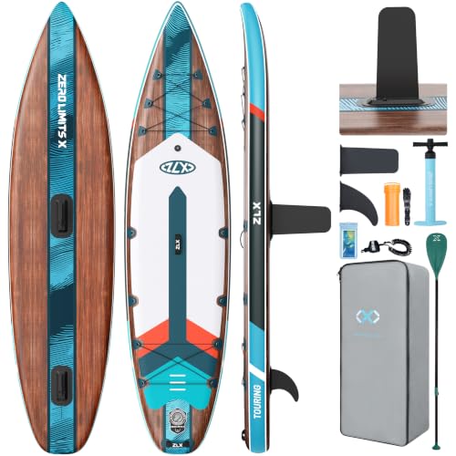 ZLX Stand Up Paddling Board 350x83cm, anfängerfreundliches SUP Board mit Abnehmbarer Mittelfinne für Stabilität oder Geschwindigkeit, Touren Stand Up