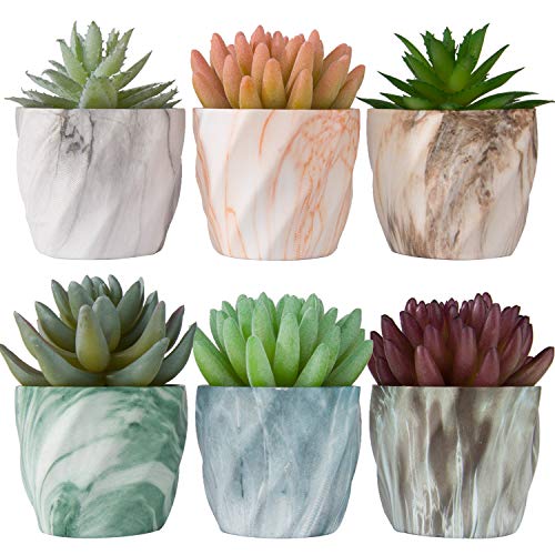 Miracliy Succulent Pots 2.75 inch Marble Mini Ceramic Planters Cactus