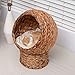 PawHut 24″ Natural Braided Banana Leaf Elevated Cat Bed Basket with Cushionthumb 2