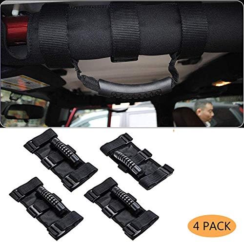 YORKING Jeep Wrangler Roll Bar Grab Handles Unlimited Roll Bar Strong Durable Fit for ATV UTV 1955-2017 Models JK JKU CJ CJ5 CJ7 YJ TJ (4PACK)