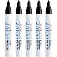 Uni-Paint Oil Based Paint Marker 5 Pens Bundle Set Multi surface Marking Pen PX-20 Medium Point Black Colour Quik Drying Ink Water and Fade Resistant