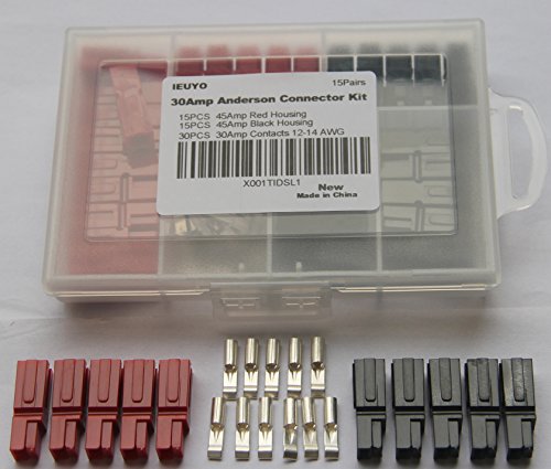 60 PCS 30AMP Anderson Connectors Quick Disconnect Power Terminals Connectors with Connector Housing and Powerpole Comes Unassembled in Box AWG10-20,15 Pairs
