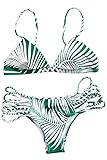 Cupshe Fashion Women’s Palm Leaves Printing Halter Bikini Set