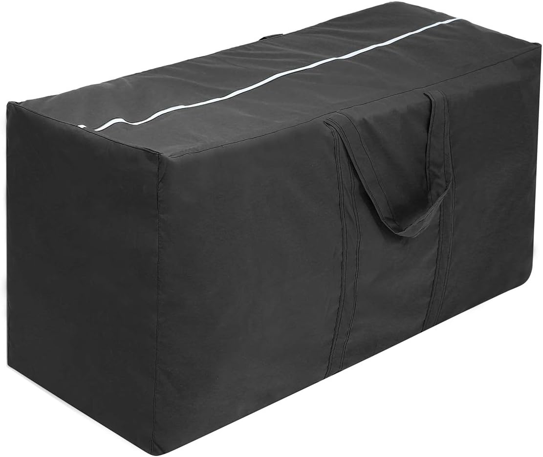 GEMITTO Garden Furniture Cushion Storage Bag Waterproof Patio Rectangle Furniture Bag UV Resistant with Strong Handles and Zipper Christmas Tree Storage Bag Black(122 * 39 * 55cm)