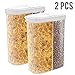 2pcs Airtight Dry Food Containers Cereal Storage Snack Keeper Dispenser 12-18 oz Capacity for Corn Flakes Nuts Sugar Flour with Hovering Flip Top Lid and Large Mouth for Easy Pouring - White