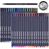 Tebik 45 Pack Journal Planner Pens Colored Pens, 40 Assorted Colors Drawing Pens with 5 Different Stencils, Perfect for Dotted Journal Planner Writing Note Calendar Coloring Office School Supplies