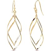 Charmsy 925 Sterling Silver Double Twisted Infinity Dangle Earrings for Women | Linear Marquise Large Loops Classic Infinity Drop Dangle Earrings
