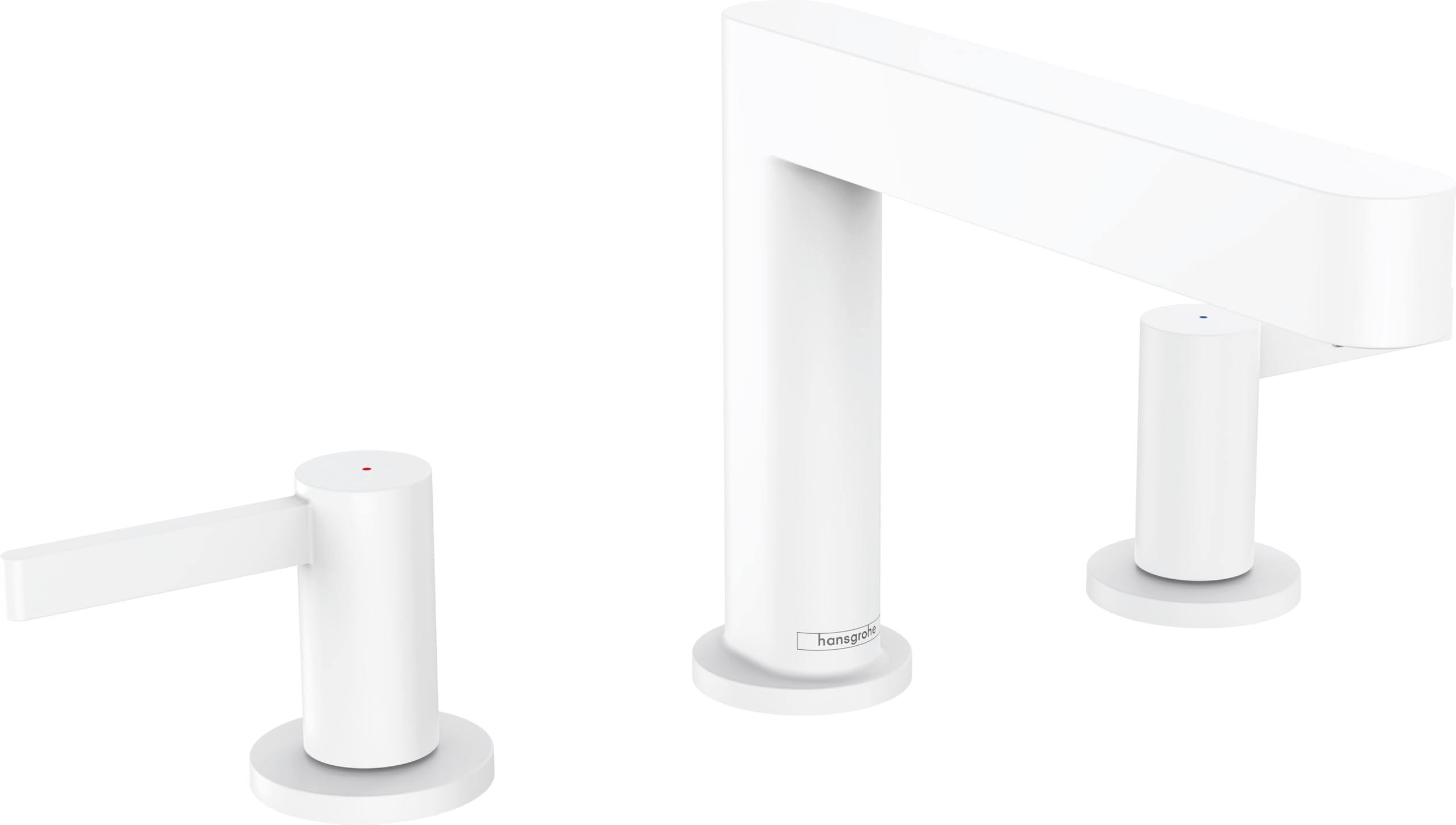 hansgrohe Finoris 3-hole basin mixer 110 with push-open waste set, matt white, 76033700