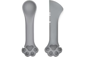 TidyNuts Cat Food Spoon, Pet Food Can Spoon & Scoop, Cat Dog Food Spatula for Wet Food, Pet Can Opener with Mini Spatula for Dogs Cats Feeding Can, Grey, Set of 2