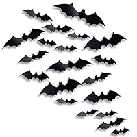 Antner Halloween Party Supplies PVC 3D Bats Removable Decals Stickers Window Decors, 36 Pieces, Black