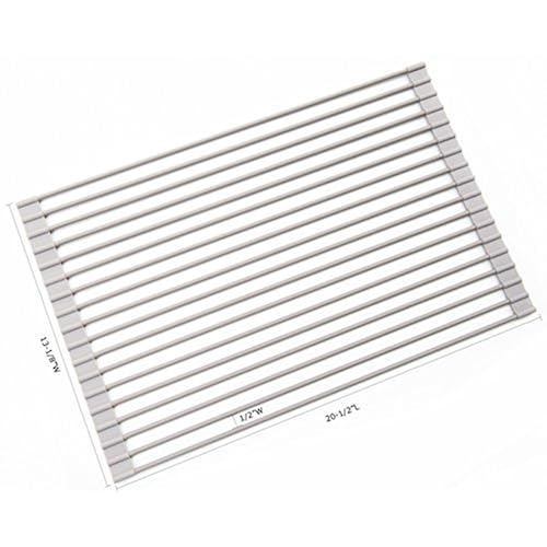 Surpahs Over the Sink Multipurpose Roll-Up Dish Drying Rack (Warm Gray, Large) Home & Kitchen, Kitchen & Dining, Storage & Organization, Countertop & Wall Organization, Dish Racks