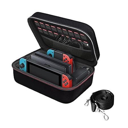 Nintendo Switch Game Traveler Deluxe and Storage Case,iVoler Portable Nintendo Switch Carrying-All Protective Hard Messenger Bag Soft Lining Pouch 18 Games For Switch Console &Accessories, Black