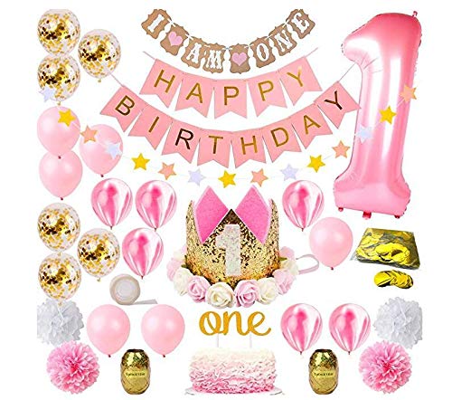 Party 1st Birthday Decorations For Girl Mega Bundle Pink And Gold