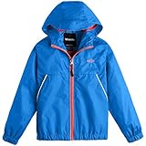 Wantdo Boy’s Lightweight Rain Jacket Camping Hiking Windproof Mesh Lined Raincoat Hooded Windbreaker