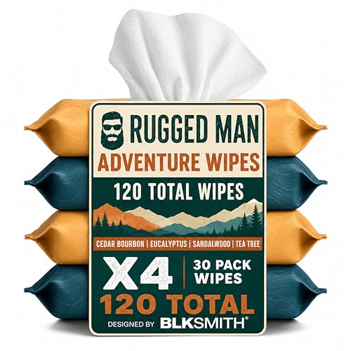 BLKSMITH Rugged Man Body & Face Wipes for Men - 30x4 Pack of M... 51z5pcw1dRL