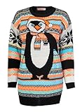 Forever Women's Aztec Penguin Print Neon Christmas Jumper