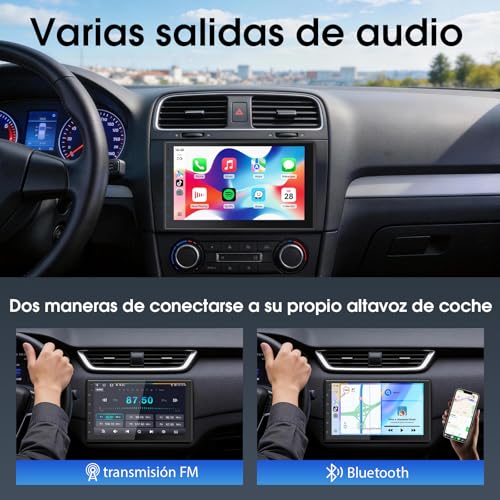 Haudio Car Radio 2 DIN 7 Inch with Wireless CarPlay and Android Auto, IPS Display, Rear Camera, Mirror Link, Voice Control, SWC/FM/RDS/Am, 25 UI Interfaces, 2+32G for All Cars