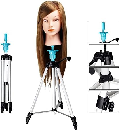 WAM Direct Mannequin Head Holder Tripod Stand, Portable 55" Aluminum Alloy Adjustable Training Doll Head Stand Mannequin Manikin Head Tripod Wig Stand With Travel Bag