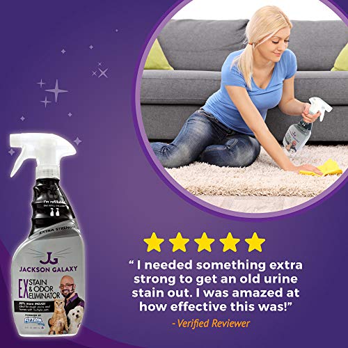 Jackson Galaxy: EX Stain & Odor Eliminator - Pet Urine Remover - 23 oz bottle - 2 Fills Included - 50% More Mojo - Eliminates Pet Stains & Odors Quickly - Works On Multiple Surfaces - Non-Toxic