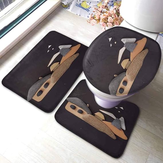 qinzuisp Area Rug Rutschfester Badezimmerteppich Kontur Rosa Blumen. U