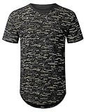 URBANCREWS Mens Hipster Hip Hop Graphic Print Longline Crewneck T-Shirt