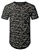 URBANCREWS Mens Hipster Hip Hop Graphic Print Longline Crewneck T-shirt