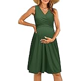 OUGES Womens V-Neck Sleeveless Summer Floral Maternity Dresses Nursing Gown Breastfeeding Dress
