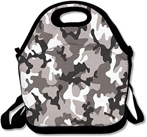 White Black Art Camouflage Lunch Tote Bag Bags Awesome Lunch Handbag Lunchbox Box For School Work Outdoor