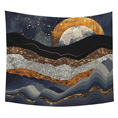 Heycell Mountain Tapestry Natural Luxury Wall Hanging Sun Forest Tree Tapestry Sunrise Sunset Curtain Tablecloth Landscape Wall Decor for Bedroom Living Room (59.1ʺ × 51.2ʺ, Gray)