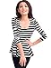 Allegra K Women Slim Stripe T Shirt Puff Sleeve Scoop Neck Peplum Top