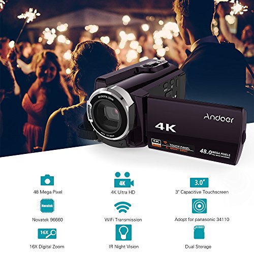Video Camcorder, Andoer 4K Camcorder 48MP Digital Video Camera