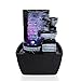 SereneLife 3-Tier Desktop Electric Water Fountain Decor w/ LED - Indoor Outdoor Portable Tabletop Decorative Zen Meditation Waterfall Kit Includes Submersible Pump & 12V Power Adapter - SLTWF58LED