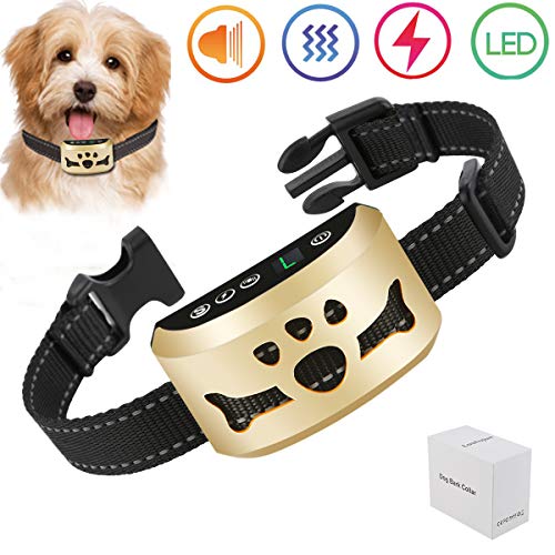 lushujun Stop Barking Collar for Small Medium Large Dogs, No Bark Collar with 7 Adjustable Intensity Levels, Rechargeable and Rainproof Anti Bark Collar (Neck Size:6.5-24”)