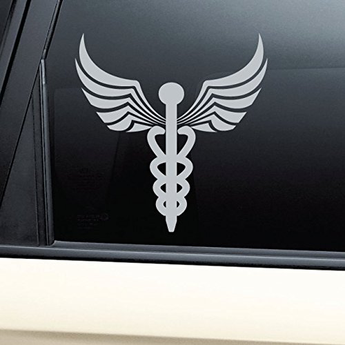 Caduceus Snake Medical Emblem Vinyl Decal Laptop Car Truck Bumper Window Sticker - Gray