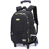 Mfikaryi Solid Color Elemetary Rolling Backpack,Camo Prints Kids Wheeled School BookBag,Backpack with wheels for boys